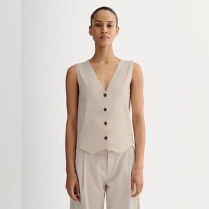 NWT EVERLANE The Vest in Stretch Linen | Birch